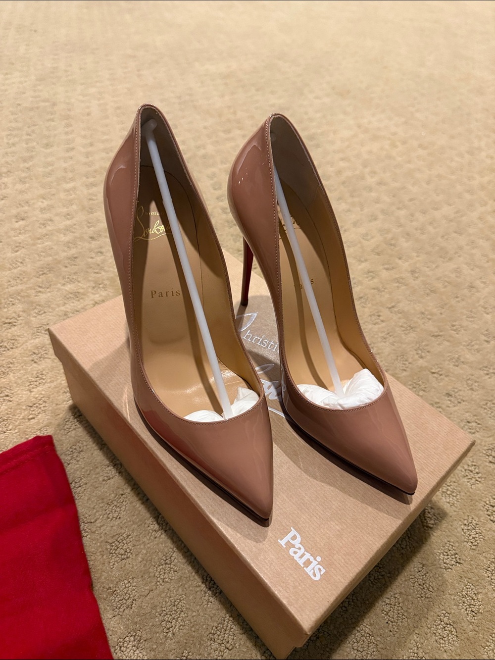 Christian Louboutin Blush Patent Pointed-Toe Stiletto Pumps